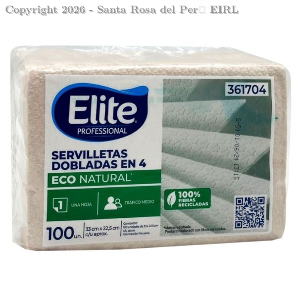SERVILLETA ELITE ECOLOGICA 1 HOJAX 100 UNIDS.