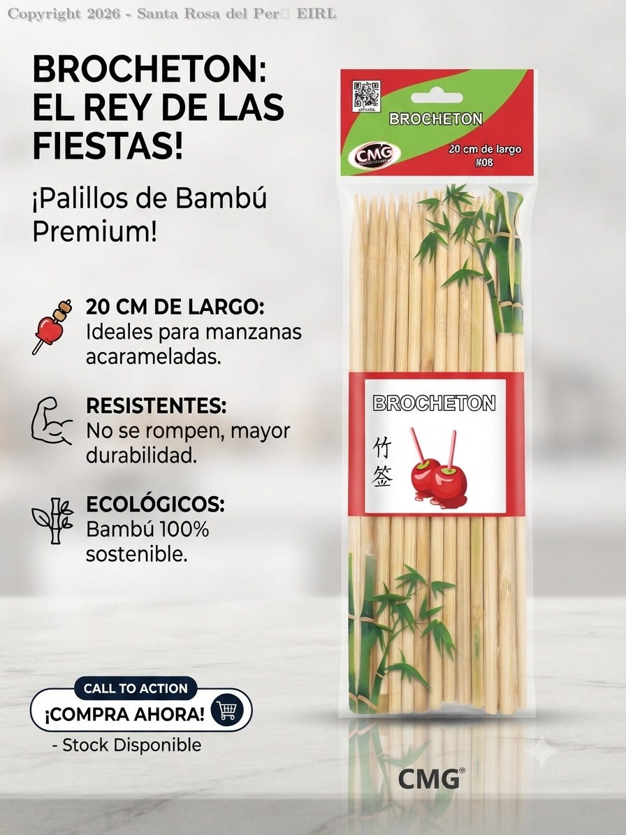 BROCHETON DE BAMBU NRO 8 X 50 UND.