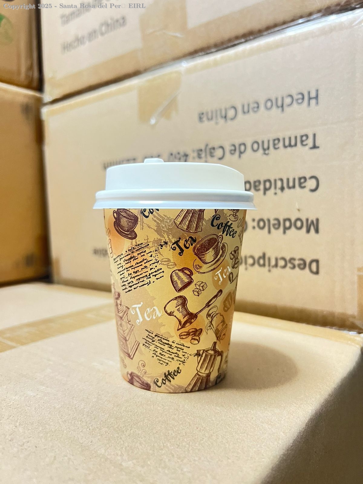 VASO POLYBOARD - PPC 8 OZ. CAFE  . C / TAPA