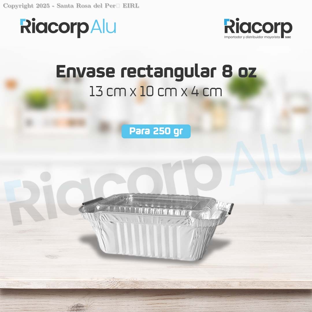 ENVASE DE ALUMINIO 250 GR. C/TAPA TRANSPARENTE