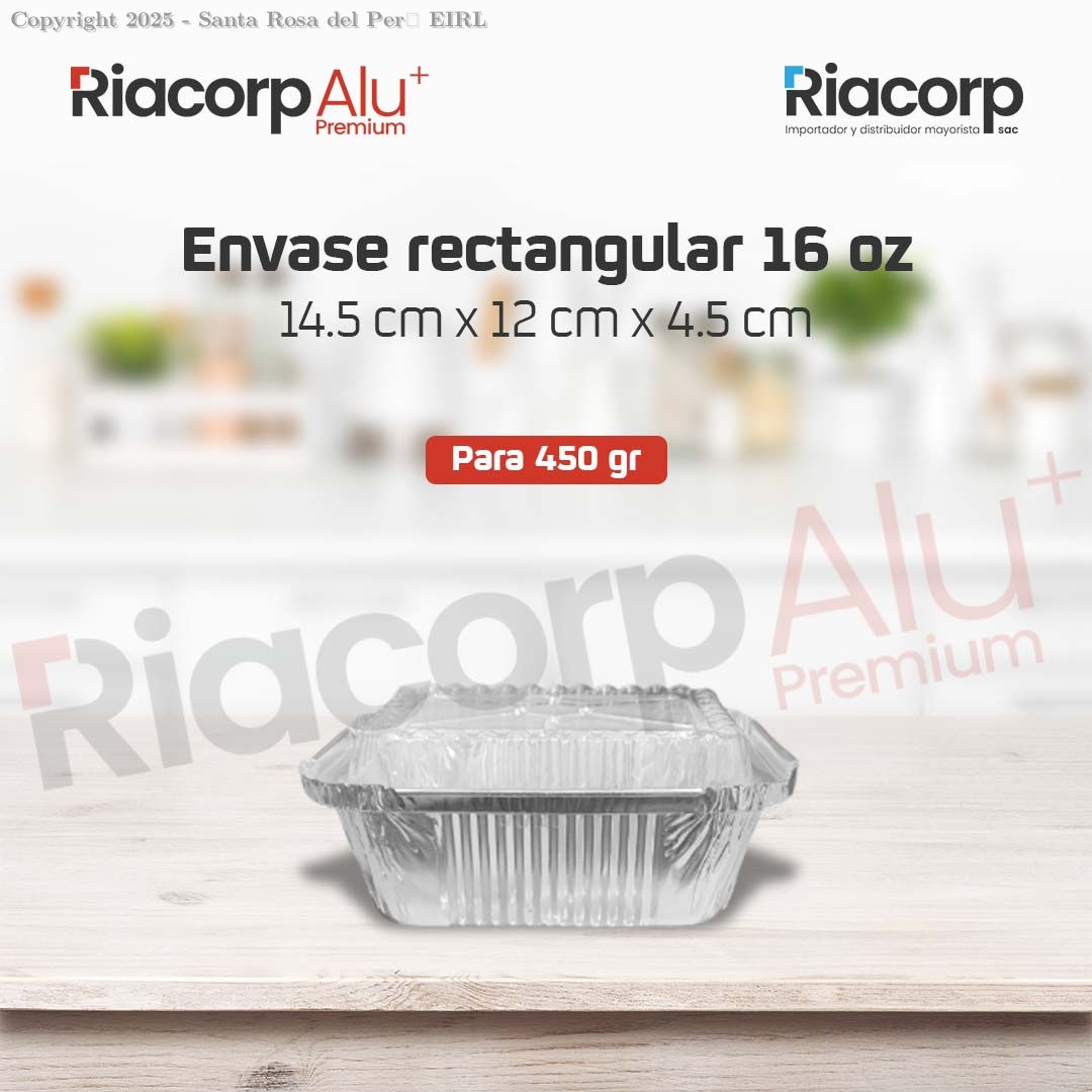 ENVASE DE ALUMINIO 500 GR. C/TAPA TRANSPARENTE